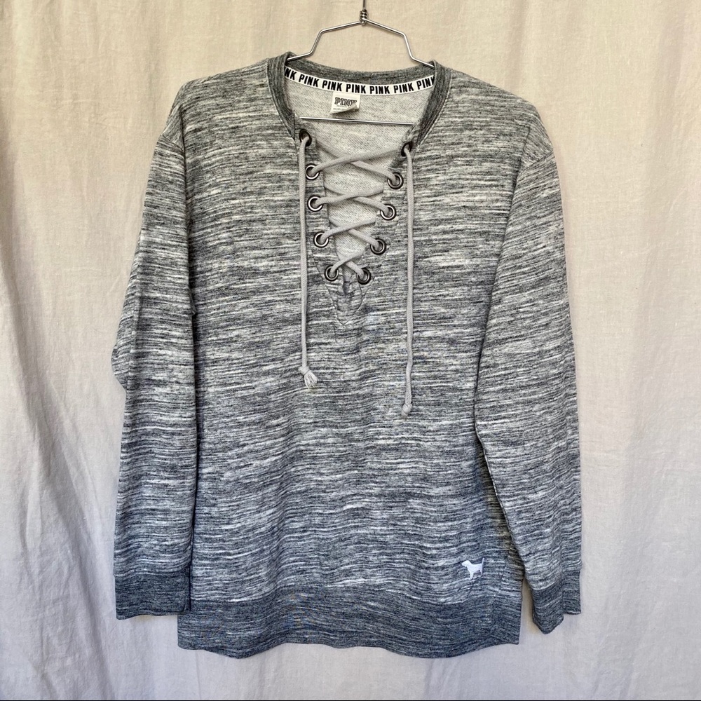 VS PINK Varsity lace up sweatshirt